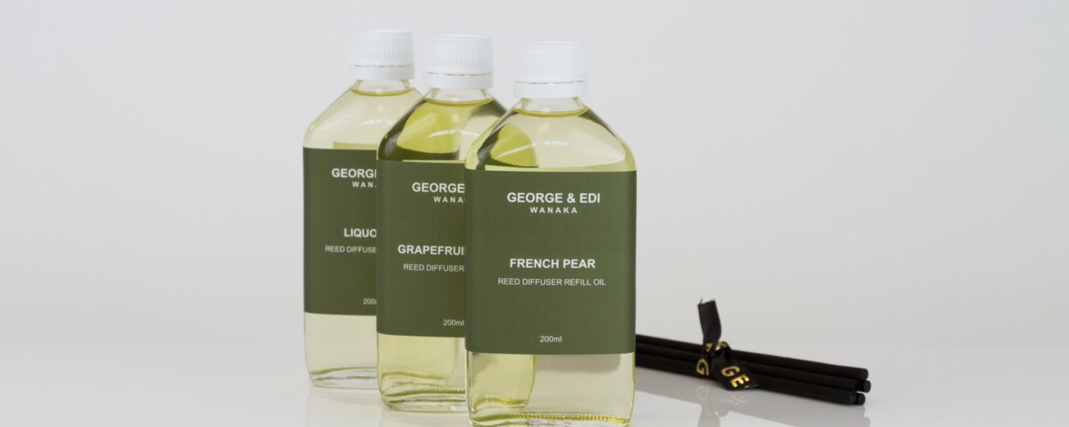 GEORGE & EDI reed diffuser refill bottles and reeds