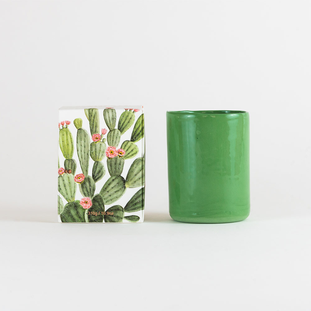 GEORGE & EDI artisanal ceramic candle vessel green with box