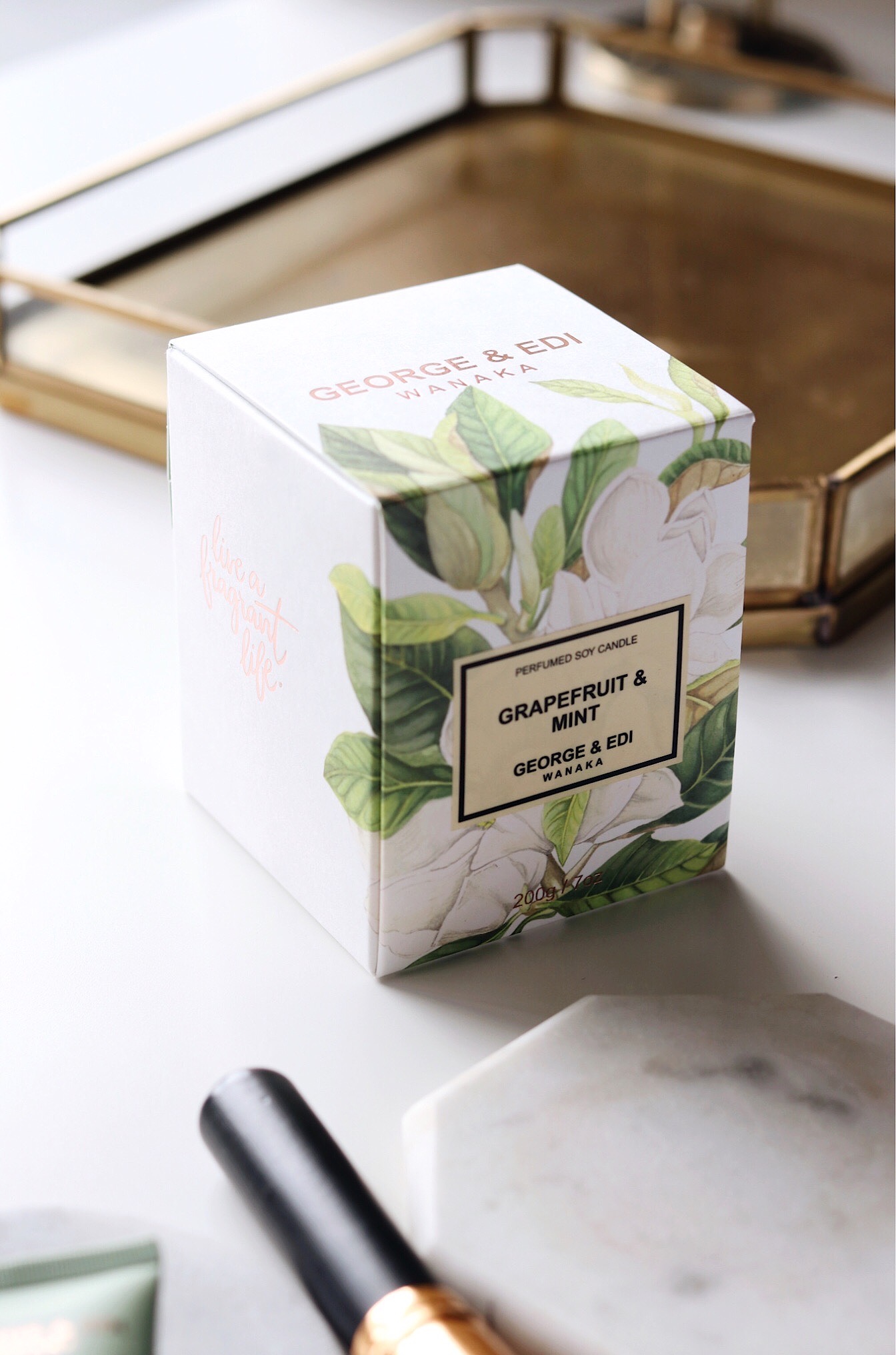 G E Grapefruit And Mint Standard Size Candle Magnolia Box Editorial